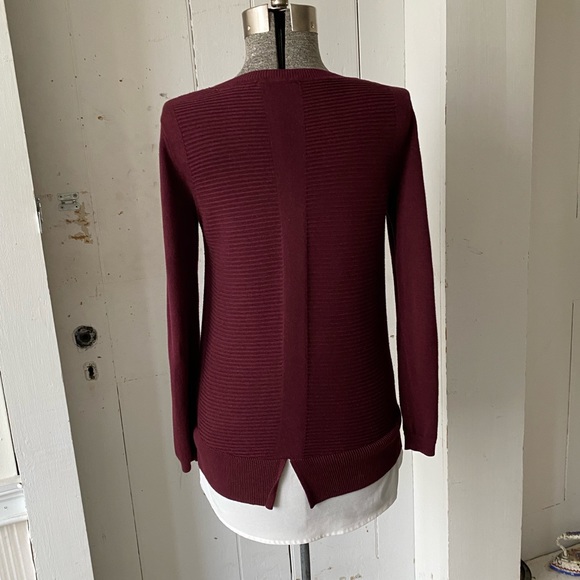 Hilary Radley Maroon Tunic Textured Knit Sweater with Shirt Tales - Picture 3 of 10